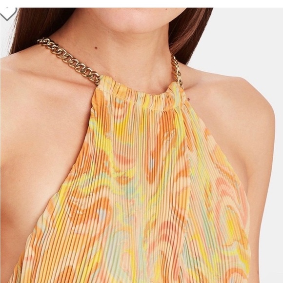 Aiifos Yellow Halter Ruched Pleated Dress for Weddings SZ XS - Picture 4 of 8